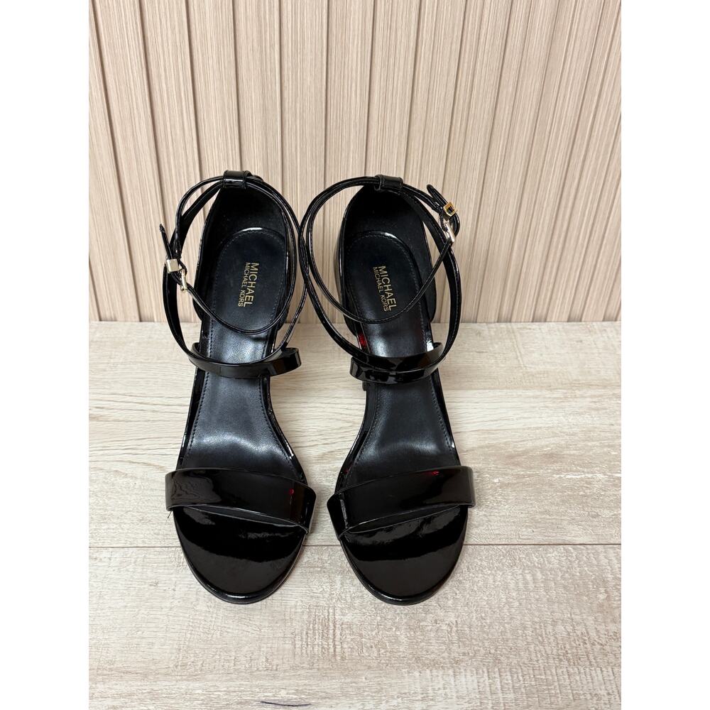 MICHAEL KORS Astrid Sandal Black Patent Leather Women’s Shoes Sz 10 - Picture 5 of 13